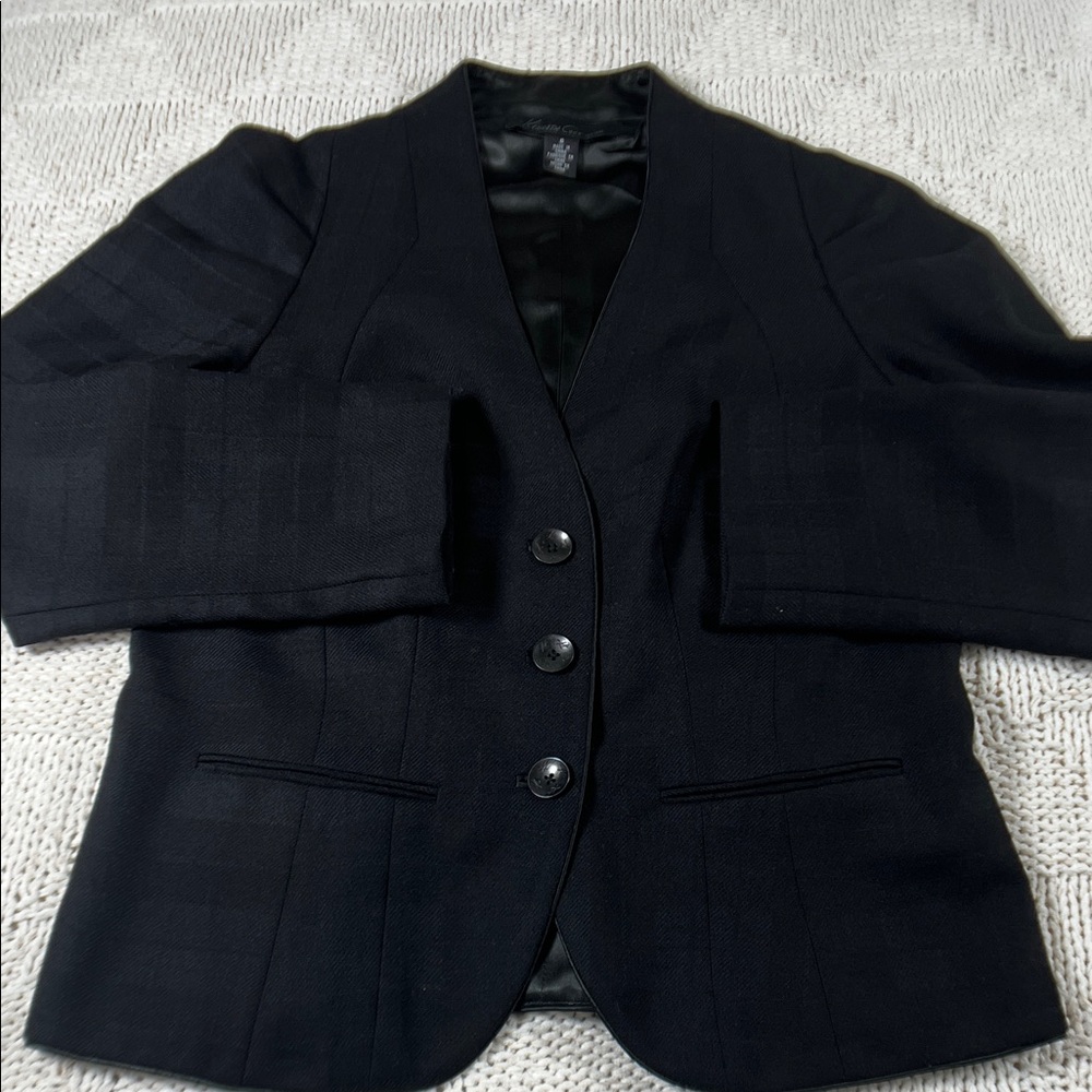 Kenneth Cole New York Plaid Collarless Blazer - Picture 1 of 14